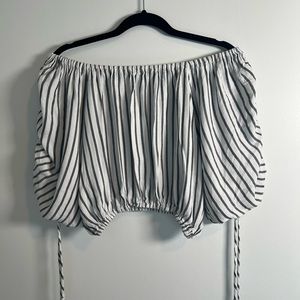 Revolve off the shoulders bell sleeve cropped top